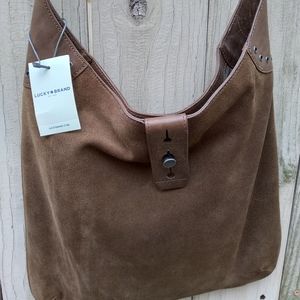 Lucky Brand boho sued shoulder/crossbody bag tan NWT